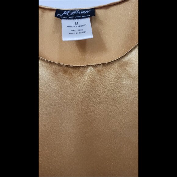 🌿Milano Women's Medium Gold Sleeveless Scoop Neck Split Hem Blouse - Picture 5 of 11